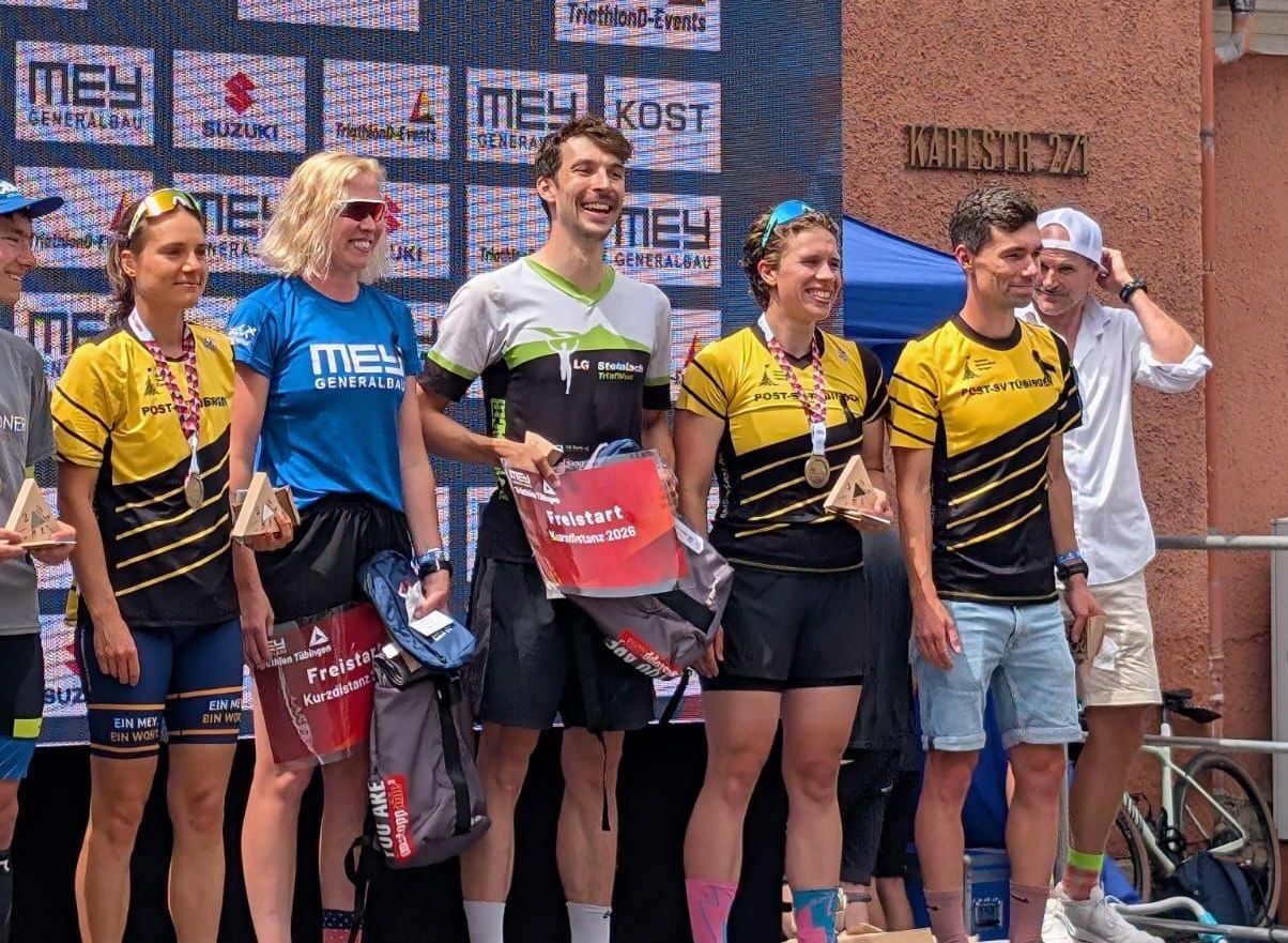 Nicolas Mehrer siegte beim Tübinger Triathlon auf der Olympischen Distanz mit einer hervorragenden Zeit von deutlich unter zwei Stunden.