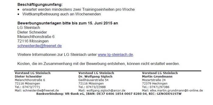 Trainerausschreibung 3 700Bild