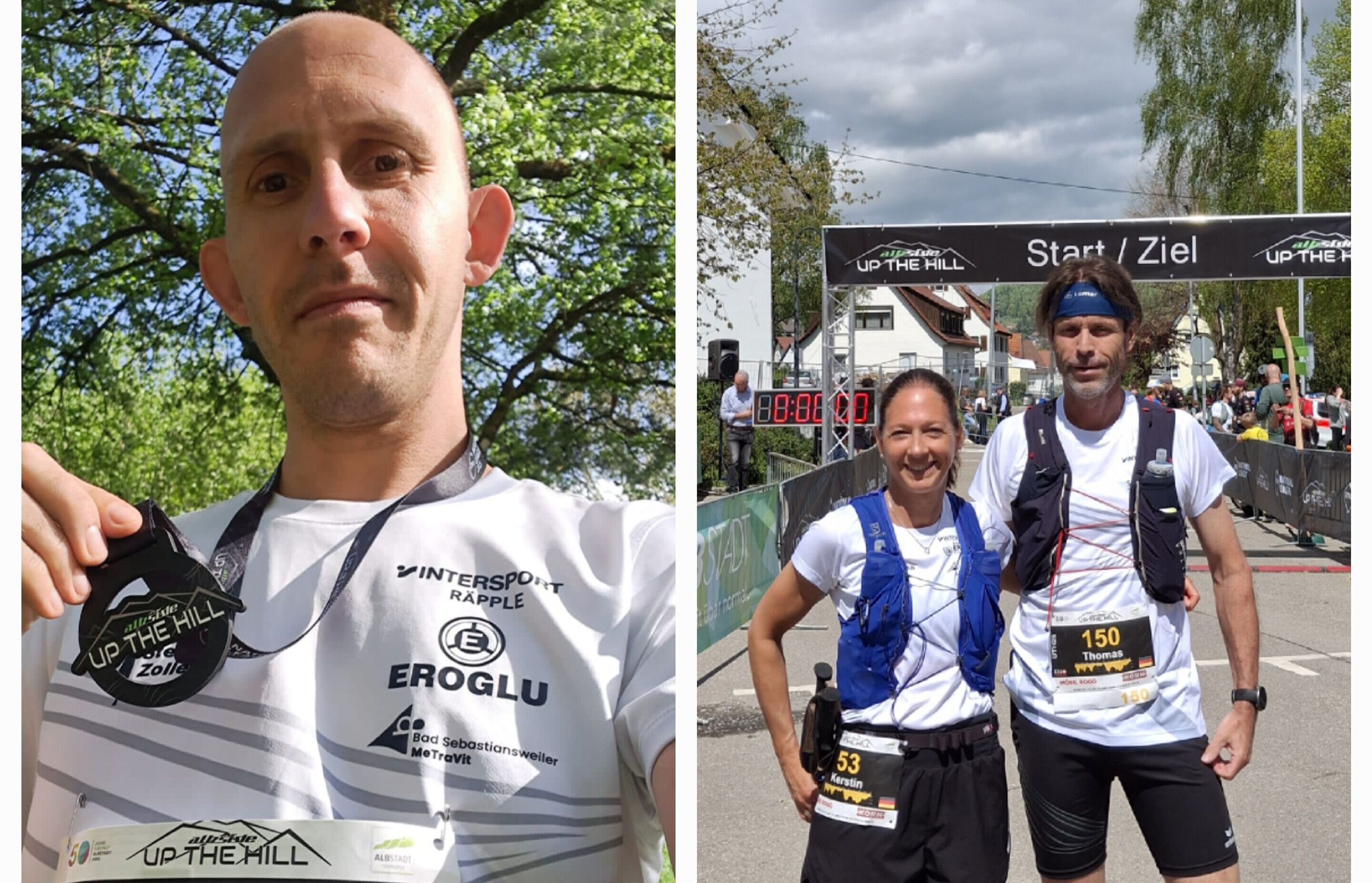 Reinhold Handel (links) sowie Kerstin Konstanzer und Thomas Falkenberg erzielten sehr gute Platzierungen beim anspruchsvollen „Up the Hill“-Lauf.